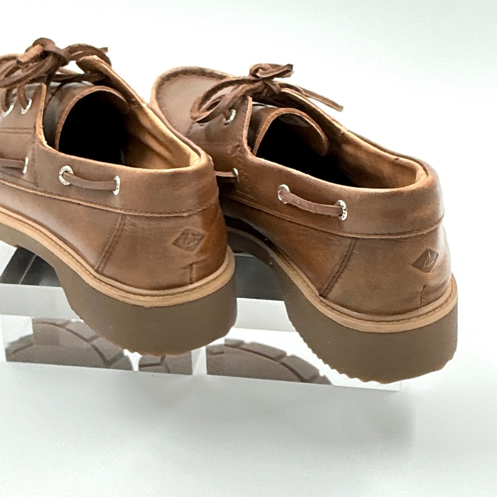 Sperry Size 8 Brown Leather Lug Sole Boat Shoe NEW Wellsboat Women $95 - Picture 7 of 13